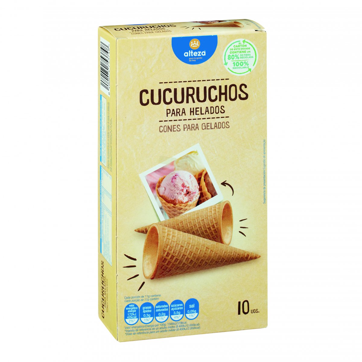 Comprar Cucurucho helado 90g 10ud en Cáceres
