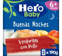 POTITO HERO BABY NOCHES POLLO CON VERDURAS PACK-2x200gr. A partir de 6 meses.