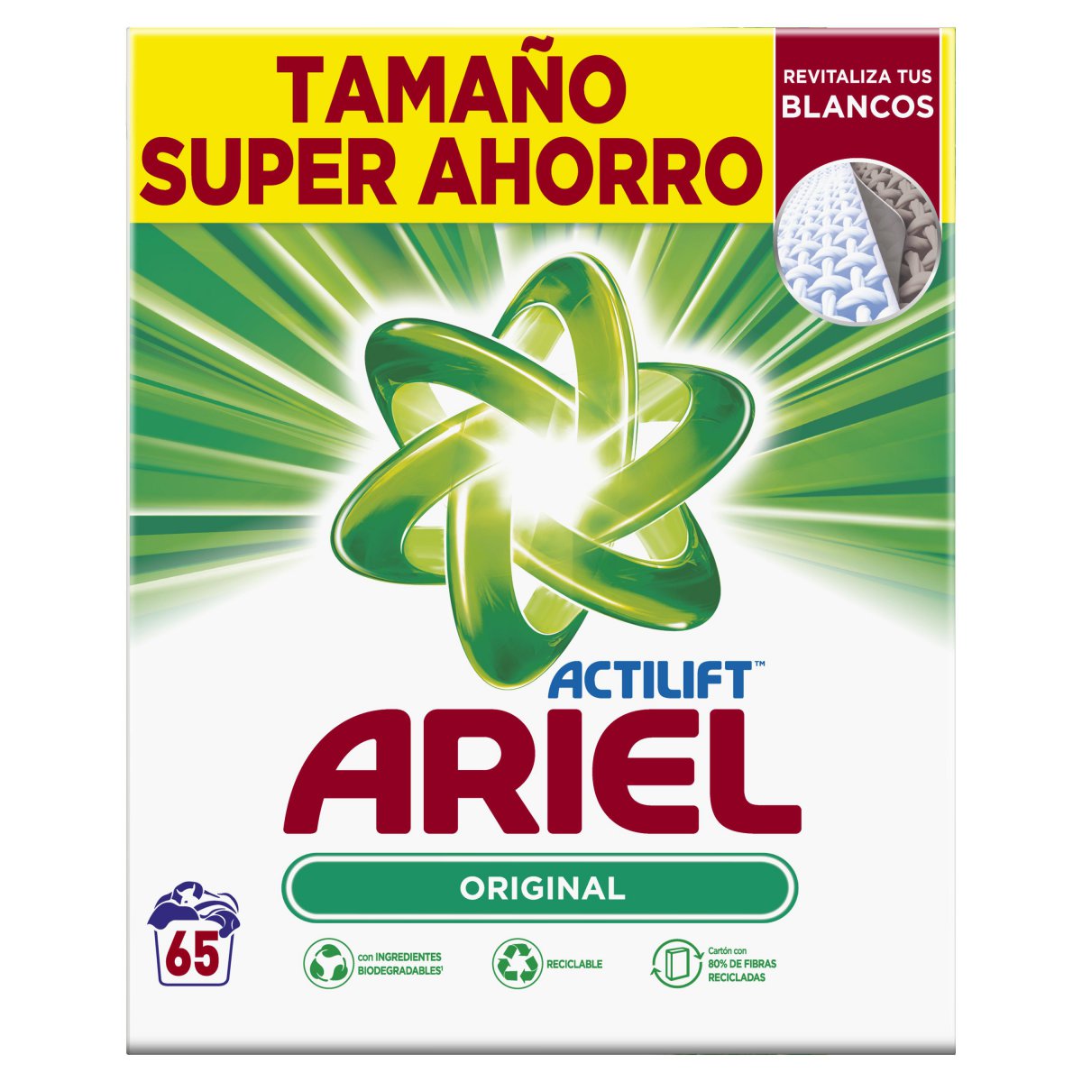 Comprar Detergente lavadora polvo ariel 4.5kg 65dosis en Cáceres