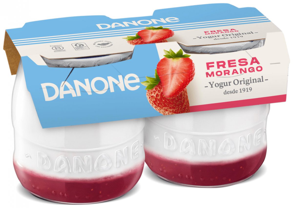 Comprar Yogur con mermelada de fresa original danone cristal pack